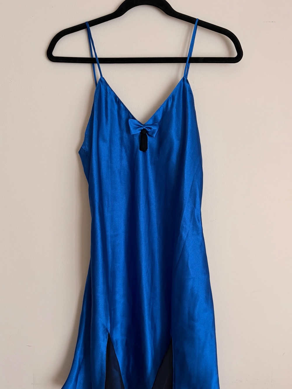 Victoria's Secret Royal Blue Satin Slip with Tassel Bow